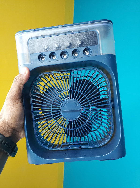 Portable Rechargeable Mini Fan with LED Light–Silent Cooling Table Fan for Home & Office